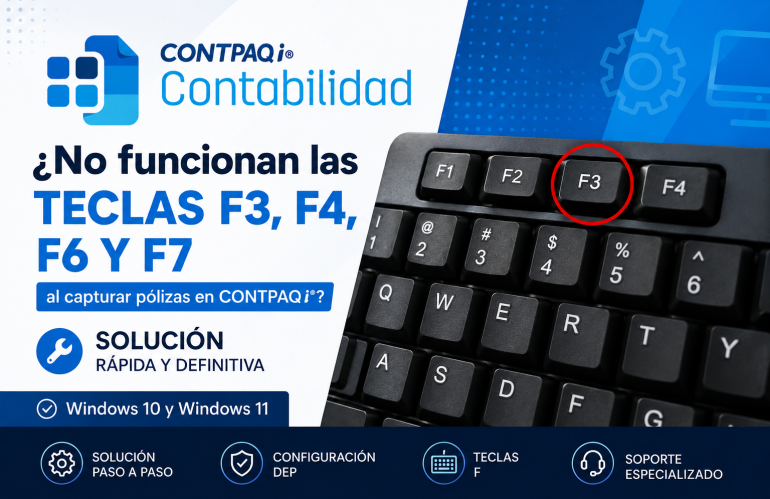 No funcionan las teclas F3, F4, F6 Y F7 al capturar polizas en CONTPAQi