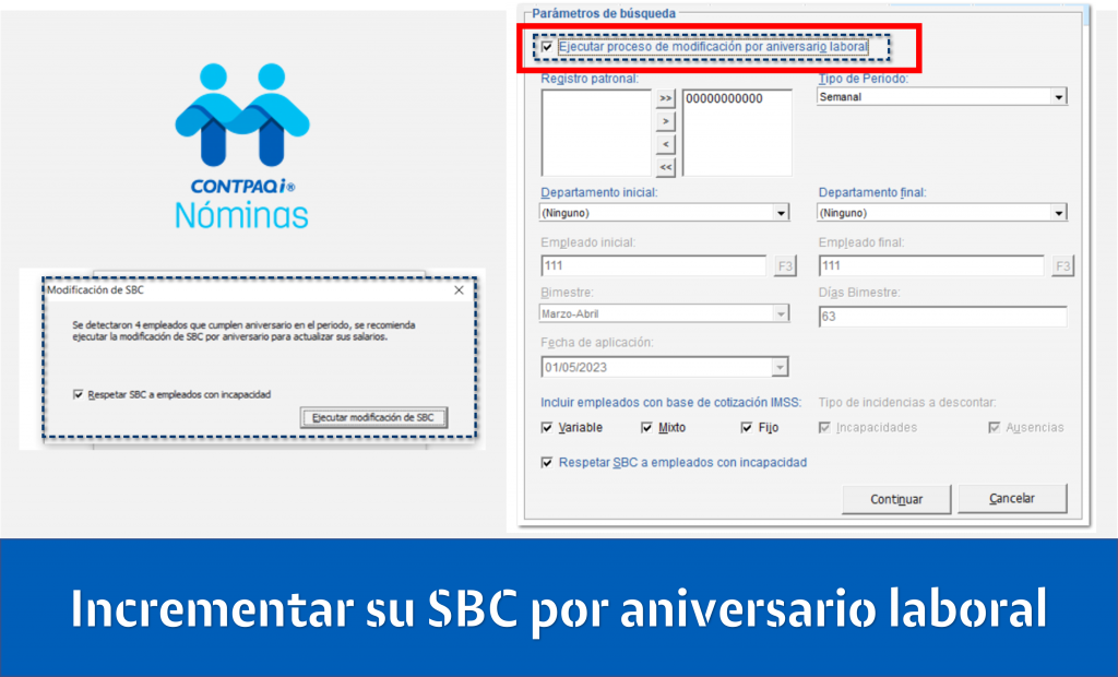 Incrementar su SBC por aniversario laboral