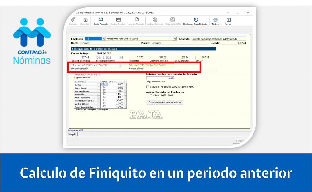 finiquito periodo anterior