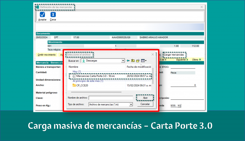 Carga Masiva de mercancias – Carta Porte 3.0