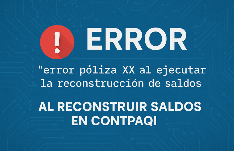 Error en reconstrucción de saldos: “póliza inexistente” y movimientos sin póliza en CONTPAQi Contabilidad