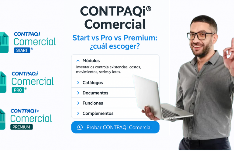 CONTPAQi® Comercial Start vs Pro vs Premium: Comparativa Completa