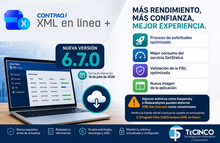 CONTPAQi XML en línea+ 6.7.0: novedades, requisitos y los errores más comunes que puedes evitar al actualizar