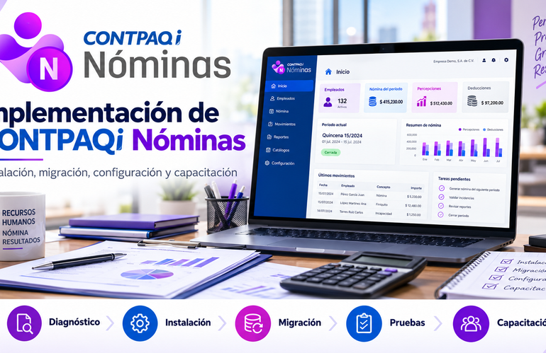 Implementación de CONTPAQi Nóminas: requisitos, migración, configuración y capacitación